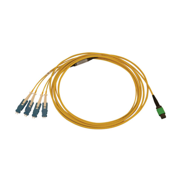 Tripp Lite series 40/100/400G Singlemode 9/125 OS2 Breakout Fiber Optic Cable (12F MTP/MPO-APC to 4x Duplex SN-UPC F/M), LSZH, Yellow, 3 m (9.8 ft.)