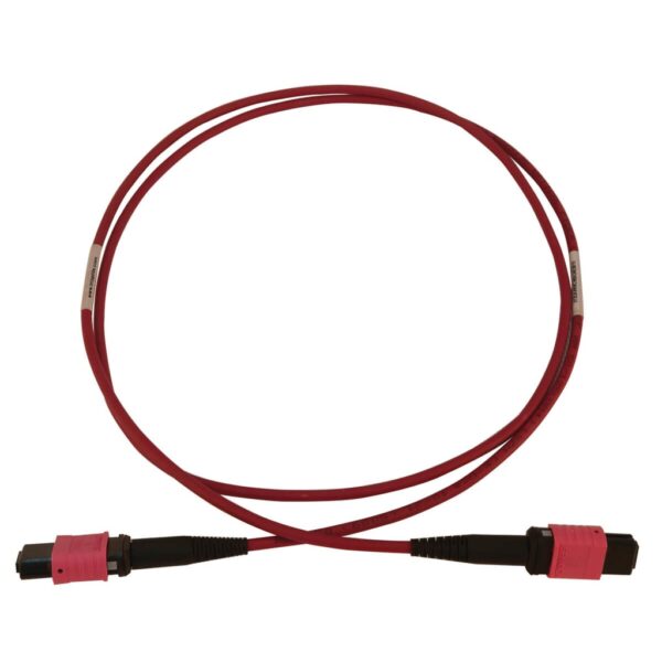 Tripp Lite series 100G Multimode 50/125 OM4 Fiber Optic Cable (12F MTP/MPO-PC F/F), LSZH, Magenta, 1 m (3.3 ft.)