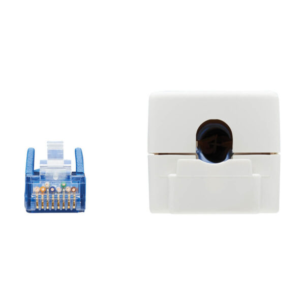 35ba3a0592f388a7d9deb7edeb35e9a4 Tripp Lite series Cat6a Keystone Jack Cable Assembly - Shielded, PoE+, RJ45 M/F, 18-in. (45.72 cm), Blue, TAA