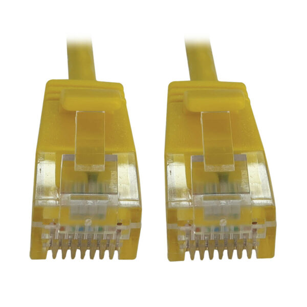 Tripp Lite series Cat6a 10G Snagless Molded Slim UTP Ethernet Cable (RJ45 M/M), PoE, Yellow, 7 ft. (2.1 m)