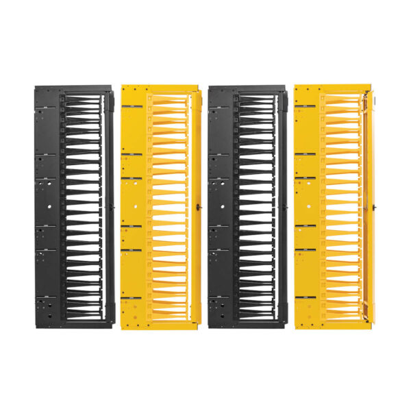 35e16e894438459b544f7d6e9a185f38 Tripp Lite series High-Capacity Vertical Cable Manager - Deep Double Finger Duct with Cover, Double Sided, 6 in. Wide, Yellow/Black, 7 ft. (2.2 m)