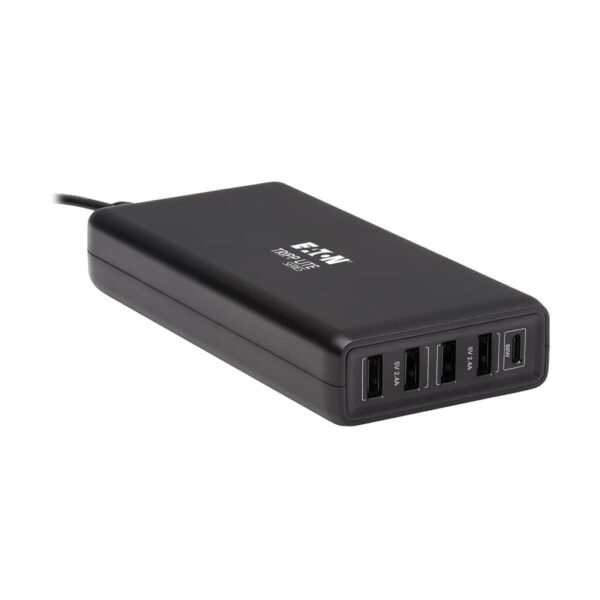 Tripp Lite series USB-IF Certified Multi-Device USB Charger, 110W Total, 1x USB-C PD 3.0 PD port (86W) and 4x USB-A Auto-sensing ports