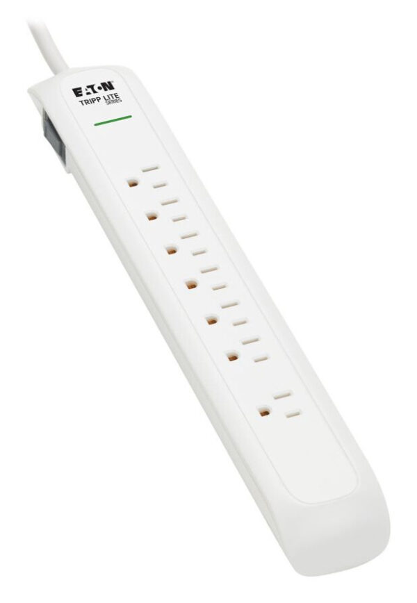 Tripp Lite series Protect It! 7-Outlet Surge Protector - 5-15R Outlets, 1500 Joules, 6 ft. (1.8 m) Cord, White