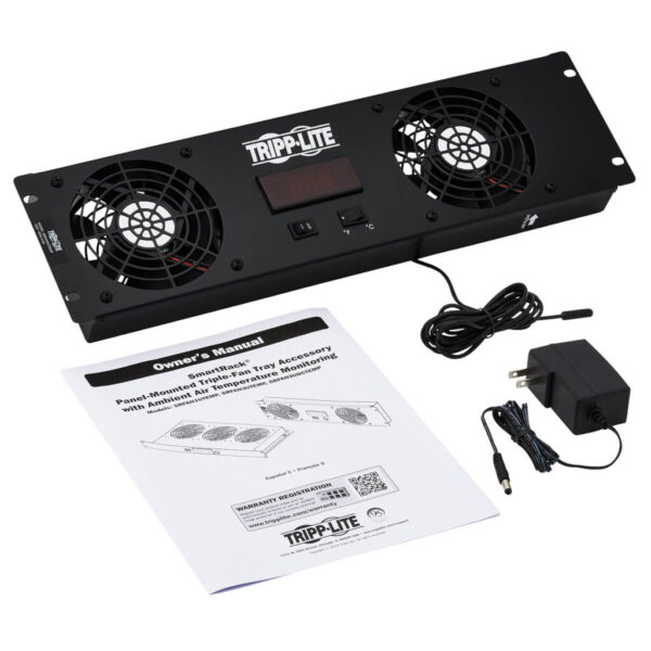 Tripp Lite series 3U Digital Temperature Sensor with 2 12VDC High-Performance Fans, Blanking Panel, LCD