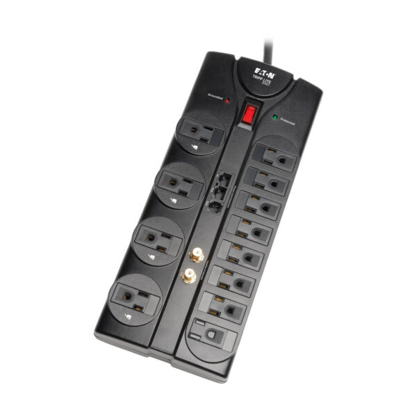 Tripp Lite series Protect It! 12-Outlet Surge Protector, 8 ft. (2.43 m) Cord, 2880 Joules, Tel/Modem/Coaxial/Ethernet Protection