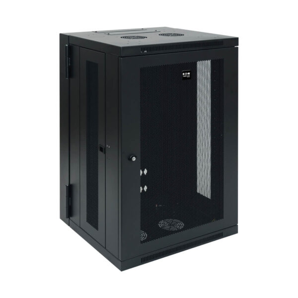 Tripp Lite series SmartRack 18U Low-Profile Switch-Depth Wall-Mount Rack Enclosure Cabinet, Hinged Back