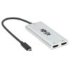 36f6aa47bac4d7436aae29e40fe067e3 Tripp Lite series Dual-Monitor Thunderbolt 3 to HDMI Adapter (M/2xF) - 4K 60 Hz, 4:4:4, Silver