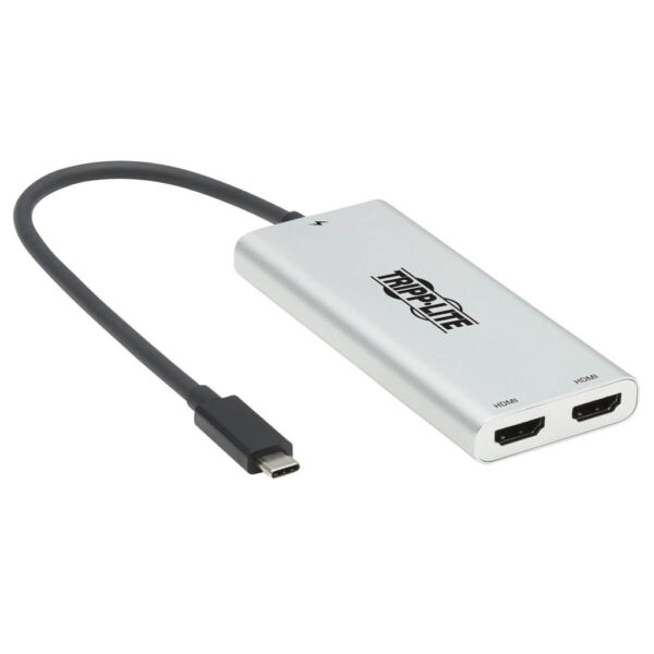 36f6aa47bac4d7436aae29e40fe067e3 Tripp Lite series Dual-Monitor Thunderbolt 3 to HDMI Adapter (M/2xF) - 4K 60 Hz, 4:4:4, Silver