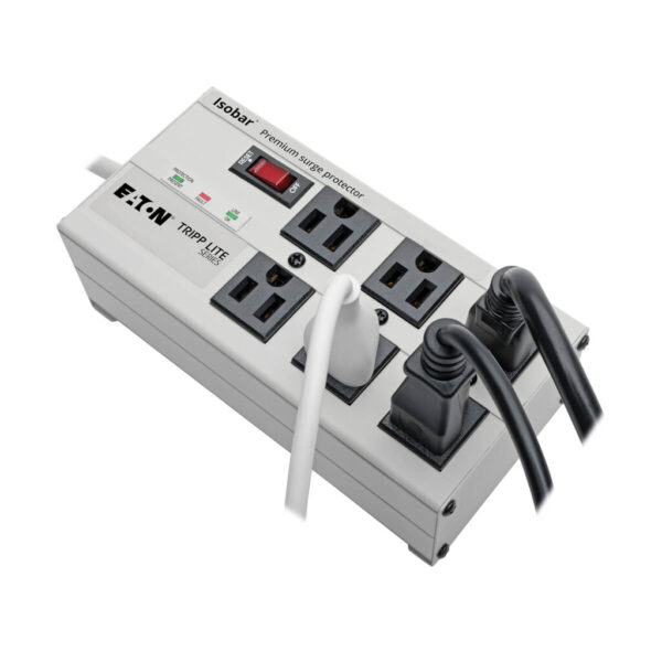Tripp Lite series Isobar 6-Outlet Surge Protector, 6 ft. Cord with Right-Angle Plug, 3330 Joules, Diagnostic LEDs, Metal Housing