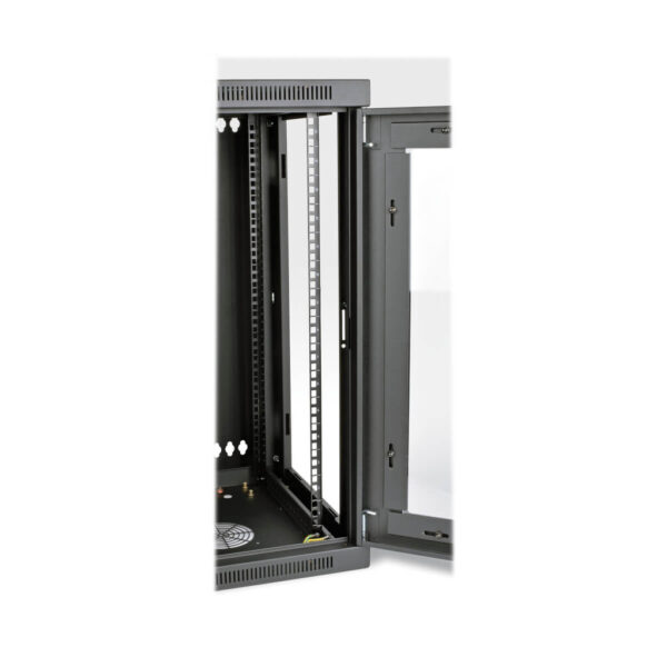 Tripp Lite series SmartRack 15U Low-Profile Switch-Depth Wall-Mount Half-Height Rack Enclosure, Clear Acrylic Window, Hinged Back