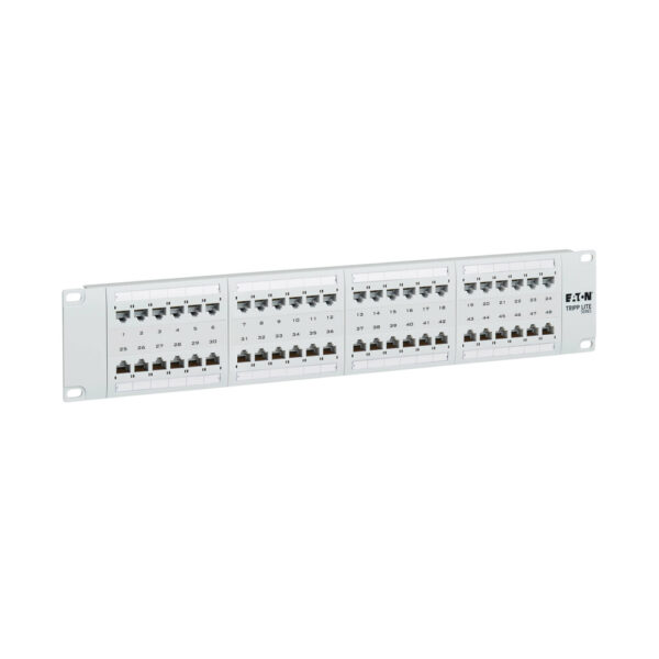 Tripp Lite series 48-Port Cat6 Patch Panel - 4PPoE Compliant, 110/Krone, 568A/B, RJ45 Ethernet, 2U Rack-Mount, White, TAA