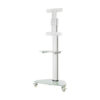 381a08a43e3c53f3078686a67fb65122 Tripp Lite series Premier Rolling TV Cart for 37” to 70” Displays, Frosted Glass Base and Shelf, Locking Casters, White