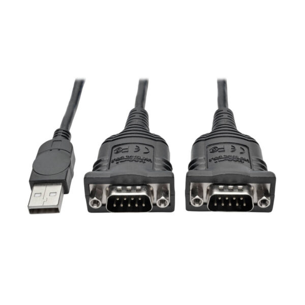 38323e934bfa8953fdeb39b754d52622 Tripp Lite series 2-Port USB to DB9 Serial FTDI Adapter Cable with COM Retention (M/M), 6 ft. (1.83 m)