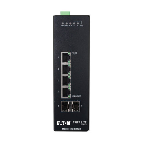Tripp Lite series 4-Port Lite Managed Industrial Gigabit Ethernet Switch - 10/100/1000 Mbps, 2 GbE SFP Slots, -10° to 60°C, DIN Mount, TAA