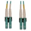 38465c1bb9a9cee7b7f6bf320389b576-2 Tripp Lite series 400G Multimode 50/125 OM4 Switchable Fiber Optic Cable (Duplex LC-PC M/M), LSZH, Aqua, 7 m (23 ft.)
