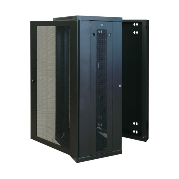Tripp Lite series SmartRack 26U Low-Profile Switch-Depth Wall-Mount Half-Height Rack Enclosure, Hinged Back