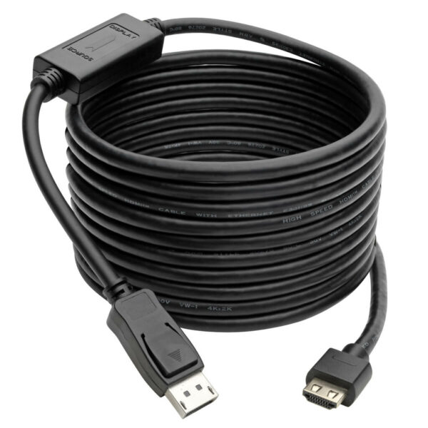 38ca074356d4cce262adcfd9a7371d44 Tripp Lite series DisplayPort 1.4 to HDMI Active Adapter Cable (M/M), 4K 60 Hz, 4:4:4, HDR, HDCP 2.2, 20 ft. (6.1 m), TAA