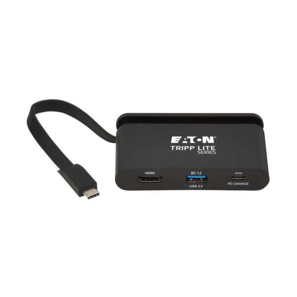 Tripp Lite series USB-C Multiport Adapter - 4K HDMI, USB 3.x (5Gbps) Hub Port, Self-Storing Cable, 100W PD Charging, Black