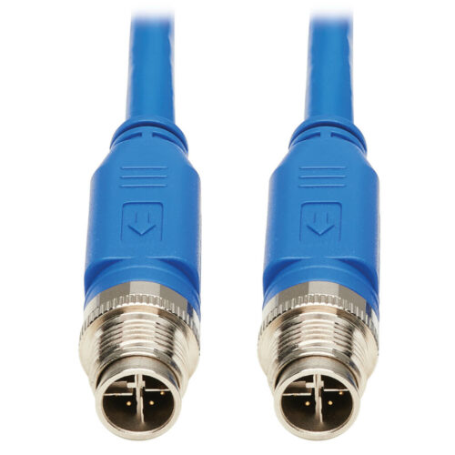 Tripp Lite series M12 X-Code Cat6 1G UTP CMR-LP Ethernet Cable (M/M), IP68, PoE, Blue, 3 m (9.8 ft.), TAA