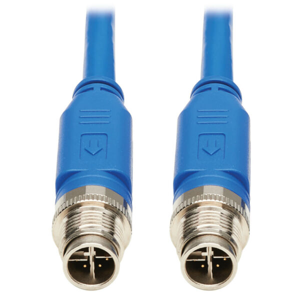 Tripp Lite series M12 X-Code Cat6 1G UTP CMR-LP Ethernet Cable (M/M), IP68, PoE, Blue, 3 m (9.8 ft.), TAA