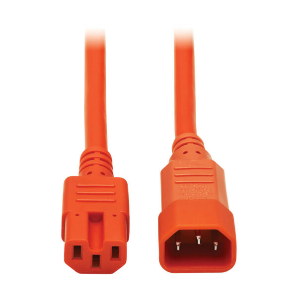 Tripp Lite series Power Cord C14 to C15 - Heavy-Duty, 15A, 250V, 14 AWG, 6 ft. (1.83 m), Orange