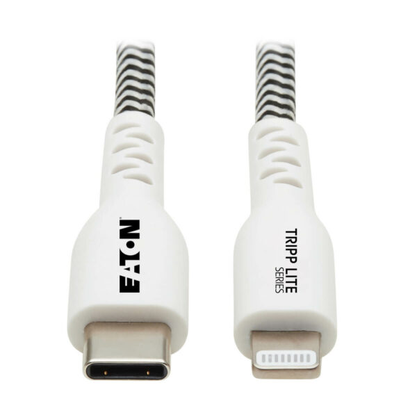 39e65f6b48582f2106afd1bc2c121e64 Tripp Lite series Heavy-Duty USB-C to Lightning Sync/Charge Cable with Status LED - MFi Certified, M/M, USB 2.0, 3 ft.