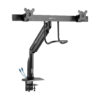 3a03af8646e5cdc60fc55e60d7410c5f Tripp Lite series Safe-IT Precision-Placement Dual-Display Desk Clamp or Grommet with Antimicrobial Tape for 17” to 35” Displays, USB Ports