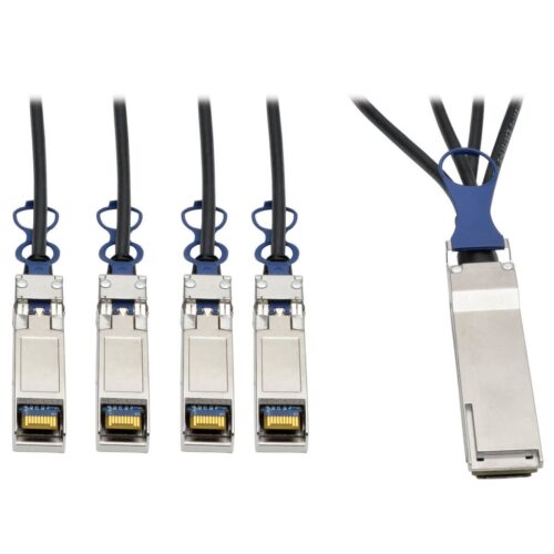 Tripp Lite series QSFP+ to 10 GbE SFP+ Passive DAC Breakout Cable (M/M), QSFP+ to (x4) SFP+, Compatible to Cisco QSFP-4SFP10G-CU1M, 2M (6.56 ft.)