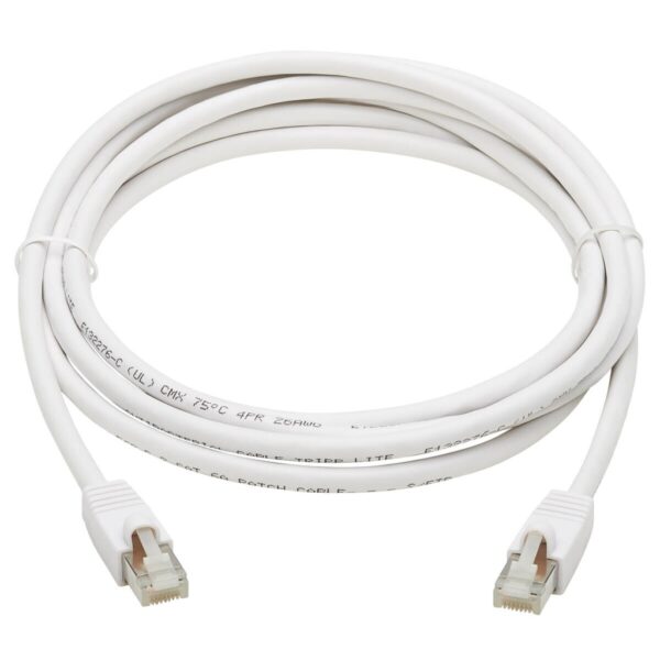 Tripp Lite series Safe-IT Cat6a 10G Snagless Antibacterial S/FTP Ethernet Cable (RJ45 M/M), PoE, White, 7 ft. (2.13 m), TAA