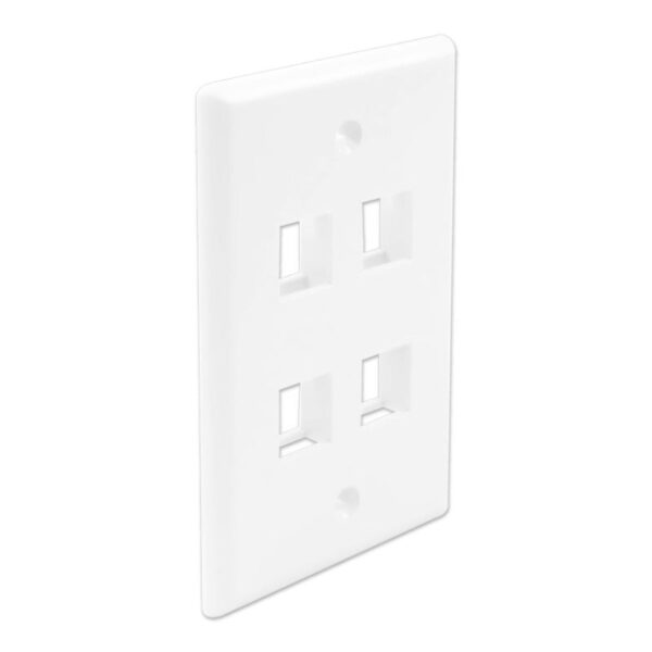 4-Port Single Gang, Flush Style, Faceplate White