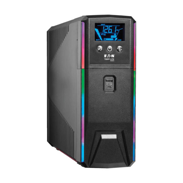 Tripp Lite series 1500VA 900W 120V Pure Sine Wave Gaming UPS Battery Backup - LCD, AVR, RGB LEDs, USB Charging, Power Saving