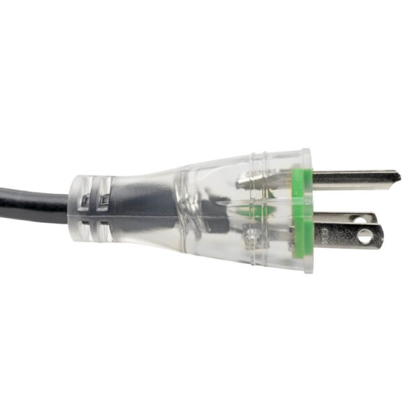 Tripp Lite series Hospital-Grade Power Cord, NEMA 5-15P to C13 - Green Dot, 13A, 125V, 16 AWG, 6 ft. (1.83 m), Clear Plugs