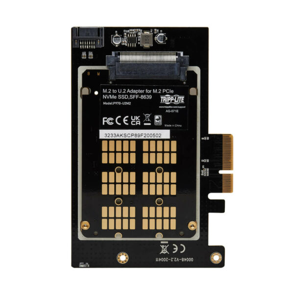 3af383a108dbd4dca6069e2f4028f29c Tripp Lite series U.2 to PCIe Adapter for 2.5" NVMe U.2 SSD, SFF-8639, PCI Express (x4) Card