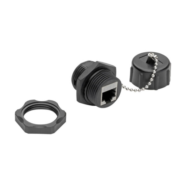 Tripp Lite series RJ45 Bulkhead Coupler for Cat5/Cat6, Female to Female, Shielded, Industrial, Dust Cap - IP68, TAA