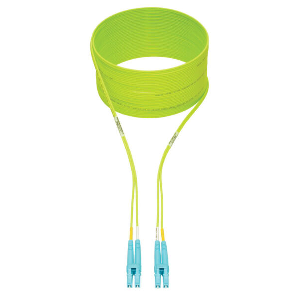 Tripp Lite series 100G Duplex Multimode 50/125 OM5 LSZH Fiber Optic Cable (LC/LC), Lime Green, 5 m