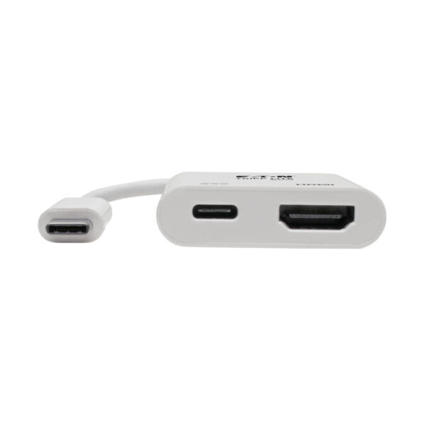 Tripp Lite series USB-C to HDMI Adapter (M/F) - 4K 60 Hz, 60W PD Charging, HDCP 2.2, White