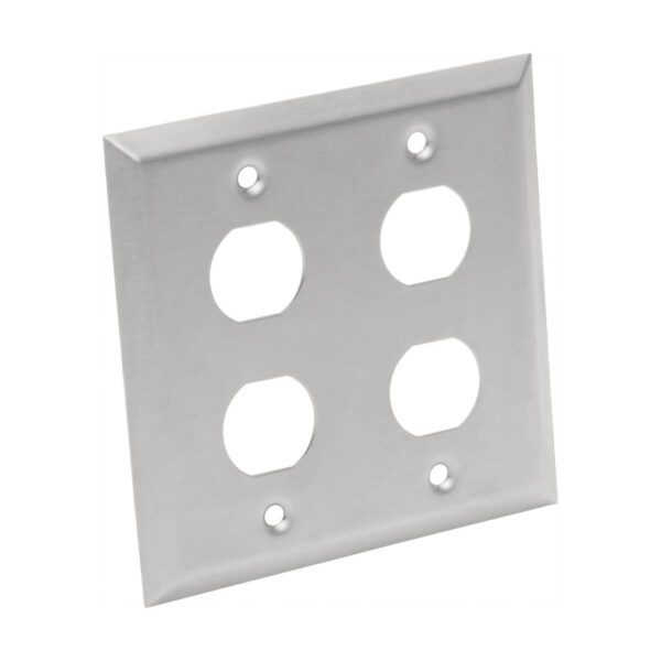 Tripp Lite series 4 Port Double Gang Faceplate, Stainless Steel, Industrial Grade, IP44, TAA