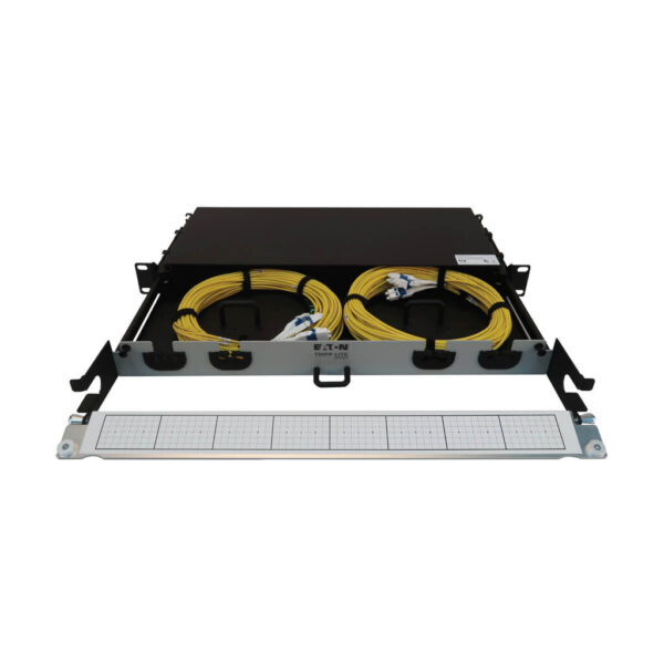 Tripp Lite series Preloaded Fiber Panel, 1U - 2x (12F MTP/MPO-APC to 4x LC Duplex F/M) 8F Trunk Cables, OS2 Singlemode, 20 m (65.6 ft.)
