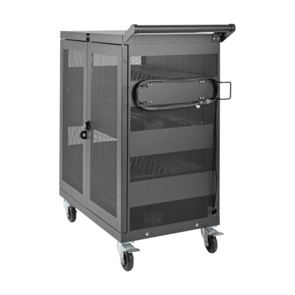 3cdc35454bf5a9ea77177ab7b7a20183 Tripp Lite series Multi-Device Charging Cart, 32 AC Outlets, Chromebooks and Laptops, Wall-Mount Option, Black
