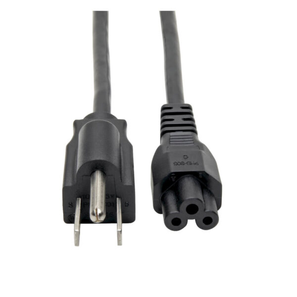 3d0b461204b6d85edcff0c719bc6df6b-1 Tripp Lite series 3-Slot Power Cord, NEMA 5-15P to C5 - Laptop/Notebook, 10A, 125V, 18 AWG, 3 ft. (0.91 m), Black