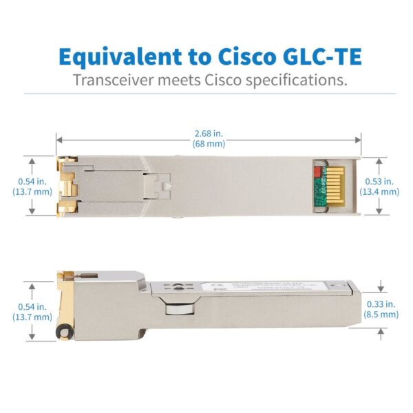 3d706c029851d67f61c900fa6810c6a7 Tripp Lite series Cisco-Compatible GLC-TE SFP Transceiver - 10/100/1000Base-TX, Copper, RJ45, Cat6, 328.08 ft. (100 m)