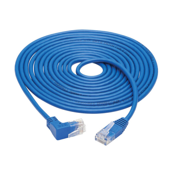 Tripp Lite series Up-Angle Cat6 Gigabit Molded Slim UTP Ethernet Cable (RJ45 Right-Angle Up M to RJ45 M), Blue, 10 ft. (3.05 m)