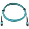 Tripp Lite series 400G Multimode 50/125 OM4 Plenum-Rated Fiber Optic Cable, 24F MTP/MPO-PC (F/F), Aqua, 5 m