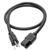 Tripp Lite series Computer Power Cord, NEMA 5-15P to C13 - Heavy-Duty, 15A, 125V, 14 AWG, 3 ft. (0.91 m), Black