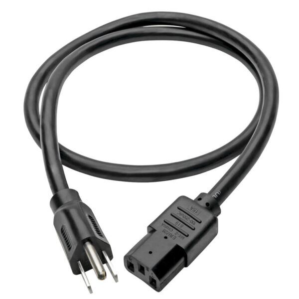 Tripp Lite series Computer Power Cord, NEMA 5-15P to C13 - Heavy-Duty, 15A, 125V, 14 AWG, 3 ft. (0.91 m), Black