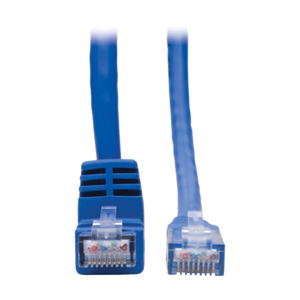 3dedf220c4d1821f44f97068857084bc Tripp Lite series Down-Angle Cat6 Gigabit Molded UTP Ethernet Cable (RJ45 Right-Angle Down M to RJ45 M), Blue, 1 ft. (0.31 m)
