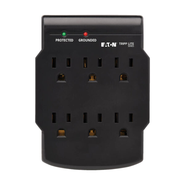 Tripp Lite series 6-Outlet Surge Protector, Direct Plug-In, 750 Joules, Diagnostic LED, Black