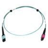 Tripp Lite series 400G Multimode 50/125 OM4 Plenum Fiber Optic Cable, 24F MTP/MPO-UPC to 16F MTP/MPO-UPC (F/F), Aqua, 1 m