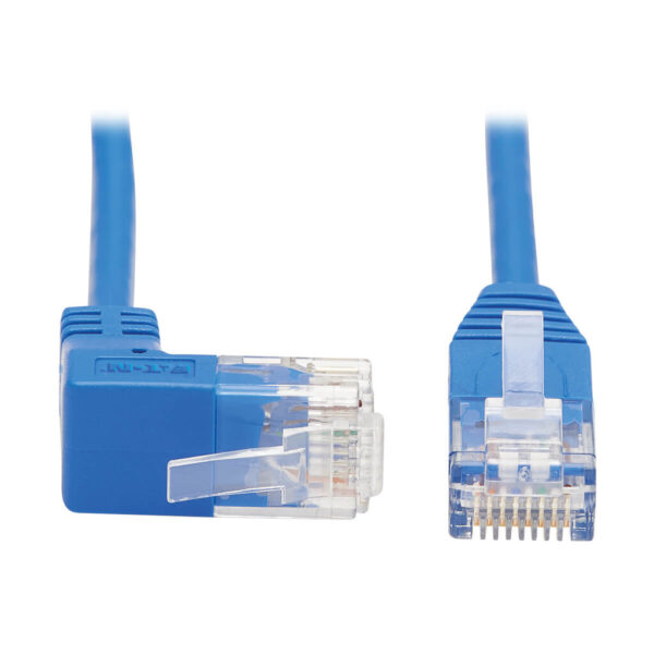 Tripp Lite series Up-Angle Cat6 Gigabit Molded Slim UTP Ethernet Cable (RJ45 Right-Angle Up M to RJ45 M), Blue, 15 ft. (4.57 m)
