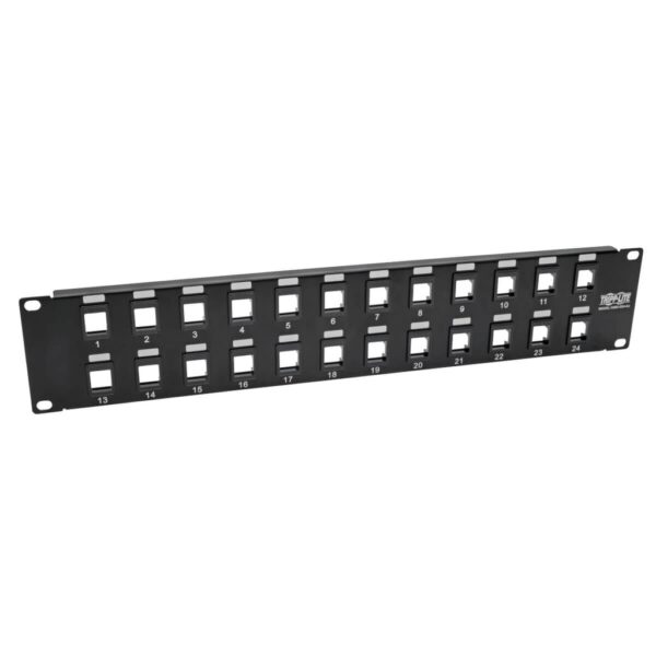 3ef458bedae2e22363739d3c12575754 Tripp Lite series 24-Port 2U Rack-Mount Unshielded Blank Keystone/Multimedia Patch Panel, RJ45 Ethernet, USB, HDMI, Cat5e/6